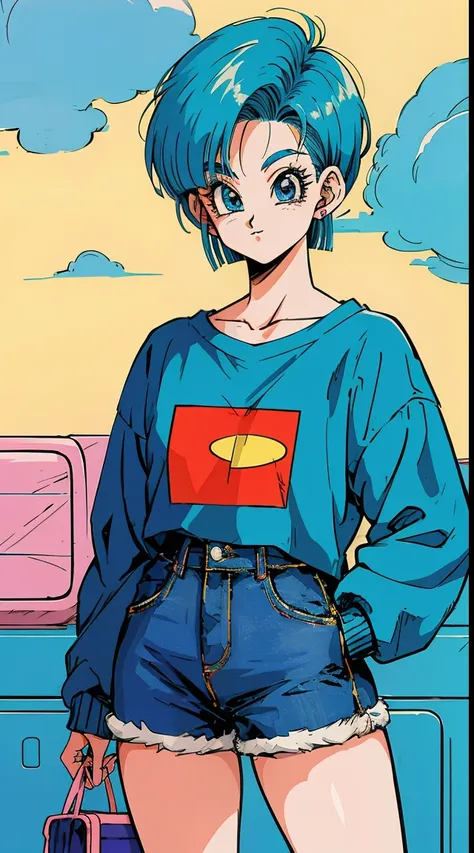 anime girl, 90s anime, classic dragon ball, bulma, bulma brief from dragon ball, retro fashion, fashionable, 90s anime fashion. ...