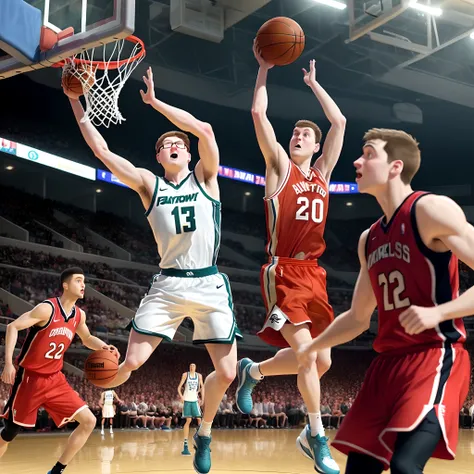 Peter griffin shooting a fadeaway jumper on a basketball court