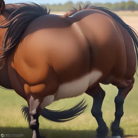 Feral horse showing off big butt big puffy