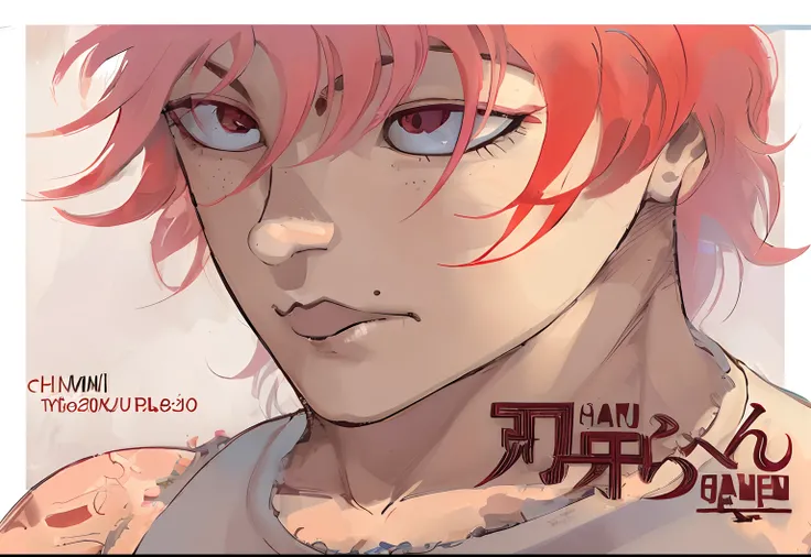 Imagen del rostro de un joven, Baki, cabello rojo.