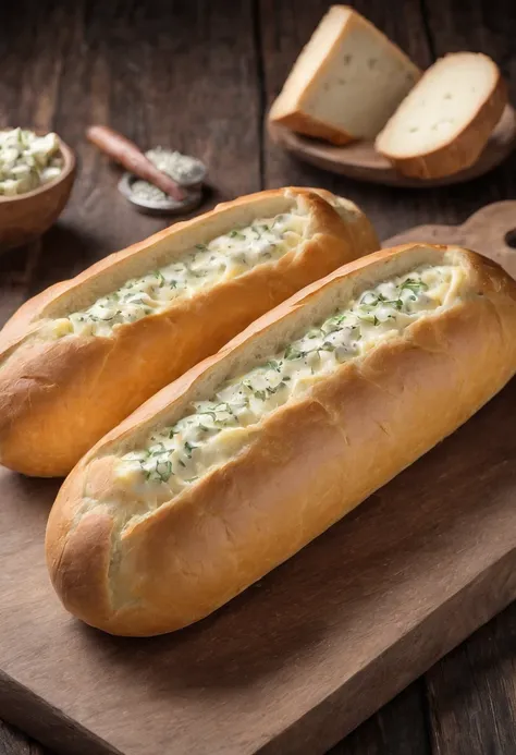 French bread with meat and cheese inside, cebola e molho