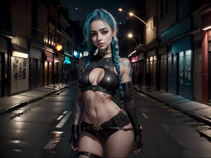 (((jinx)))8k,pawg((de lol))(((Amazing tits)))caliente, hermosa,((Hornie)),(((jinx)))((tiene trenza)))8k, hiperrealista todo como un motor irreal trazado de rayos render ((estilo humano hiperealista)),(((Empty dark background))). hiperrealista todo como un ...