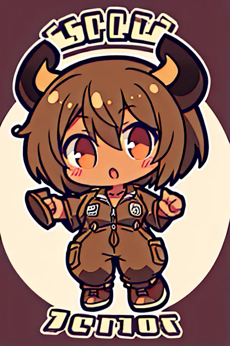 cute brown skinned short stack horned cow girl logo fallout jumpsuit