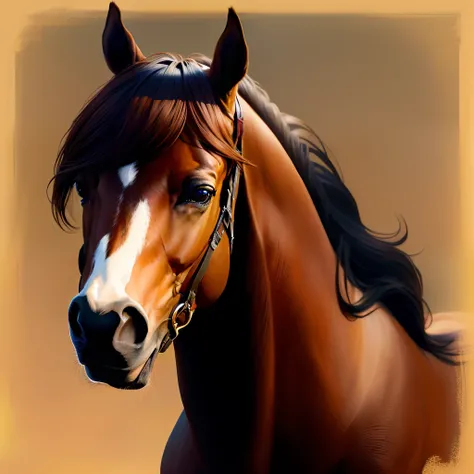 Solid brown horse with brown hair Disney style