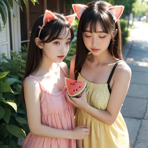 cat-eared girl two-dimensional sundress summer watermelon