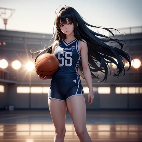 (8k, best quality, masterpiece:1.2), (realistic, photo-realistic:1.37), ultra-detailed,best quality, ultra high res, professional lighting, photon mapping, radiosity, physically-based rendering, cinematic lighting, basketball court,depth of field, sharp fo...