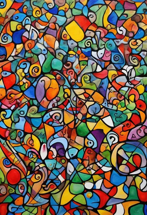 grafismo, diverse and playful geometric figures, Rainbow, romero britto, The thought slipping through your fingers and the confusion of memory ((fundo branco e preto)), contrastes exacerbados, olhos penetrantes, colorida e alegre, Dull and sad, Art Waterco...