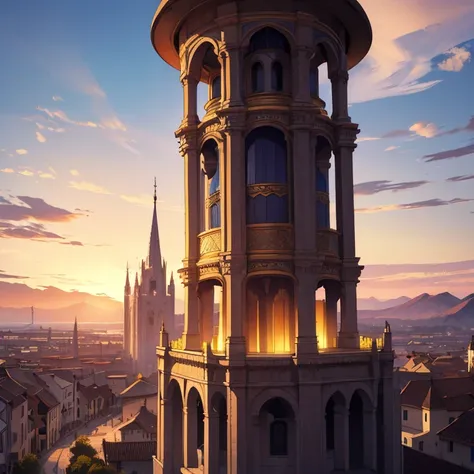 the city of Inalta rises majestically against the western sky, its tall towers with large bells heralding the end of another day. Cutaway bell