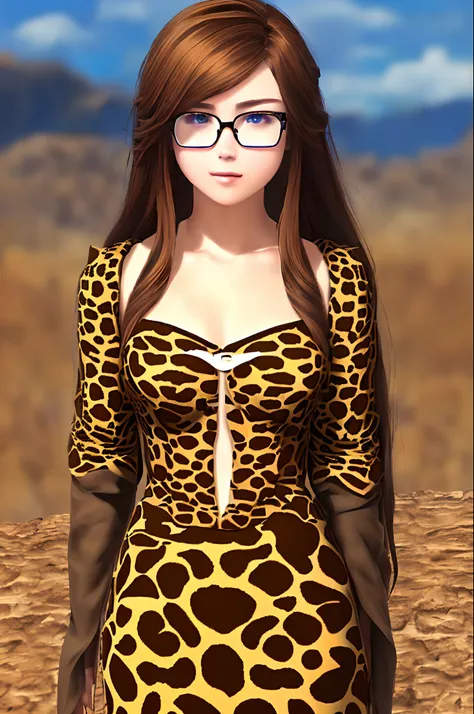 Pixar character, girl, woman, babe, light brown hair, chestnut hair, straight hair, glasses, leopard glasses, gaming