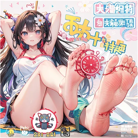 A close-up of a fake object on a persons foot, Middle Metaverse, Wang Chen, oppai, 中 国 鬼 节, biomechanical oppai, komono, Yoshitomo Nara, eechi, fantrome