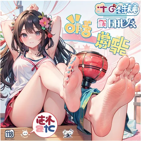 A close-up of a fake object on a persons foot, Middle Metaverse, Wang Chen, oppai, 中 国 鬼 节, biomechanical oppai, komono, Yoshitomo Nara, eechi, fantrome