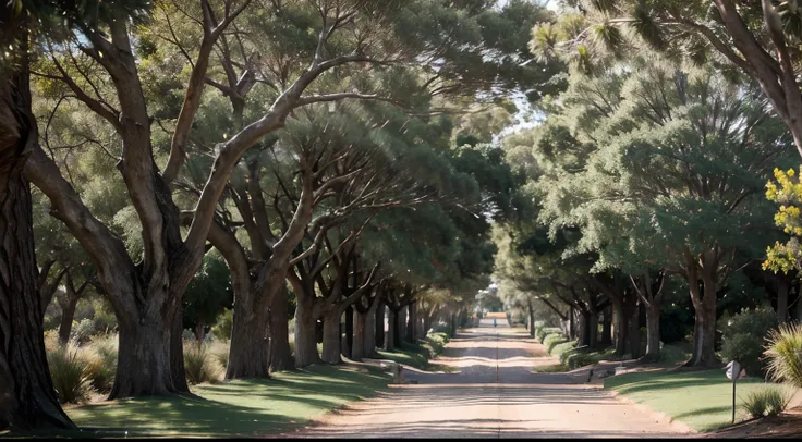 a hyper realistic photography of Kings Park in Perth, Western Australia, no people, Nikon D850 DSLR 4k camera, 100mm lens, F 1.2 aperture setting, bright and natural lighting, vibrant, fun and relaxing atmosphere