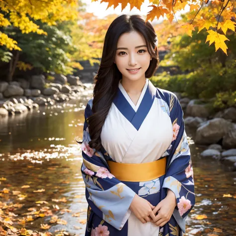 (Super beautiful woman in kimono)、((best qualtiy、8k masterpieces:1.3))、foco nítido:1.2、(ultra beautiful faces:1.0)、(shinny skin:1.0)、photos realistic、A dark-haired、Video Lighting、High-definition eyes and face、Video Lighting、Japanese actressl、from the front...