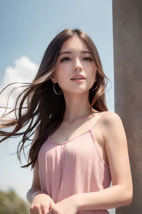 (8k, Best Quality, Masterpiece:1.2), (Realistic, Photorealistic:1.37), Ultra Detail, 1 Girl,Cute,Solo,Beautiful Detailed Sky,Date,(Blush),(Smile:1.15),(Closed Mouth)Small Breasts,Beautiful Detailed Eyes,(Long Hair: 1.2),Floating Hair NovaFrogStyle, Upper B...