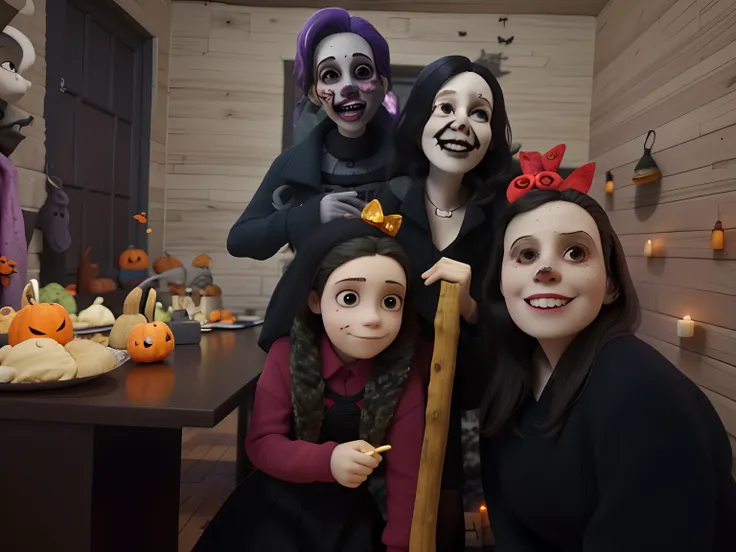 There are three people posing for a picture with a stick, O Dia dos Mortos!, halloween celebration, dia das bruxas, Celebrando o Dia dos Mortos, O Dia dos Mortos, goth family, Dia de Finados:!!, Noite de Halloween, Atmosfera de Halloween, Dia de Finados:, ...