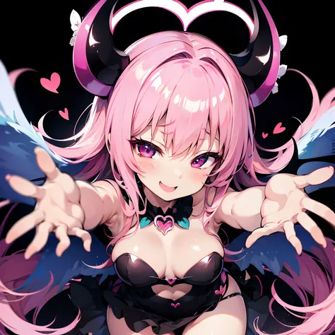 Succubus　Seduction poses　　　kawaii faces　Smiling face　　heart mark　charm　Succubus Dresses　Pose with both hands outstretched　Angle from above　Blushing face　Ragged sighs　Im sweating　dark backgrounds