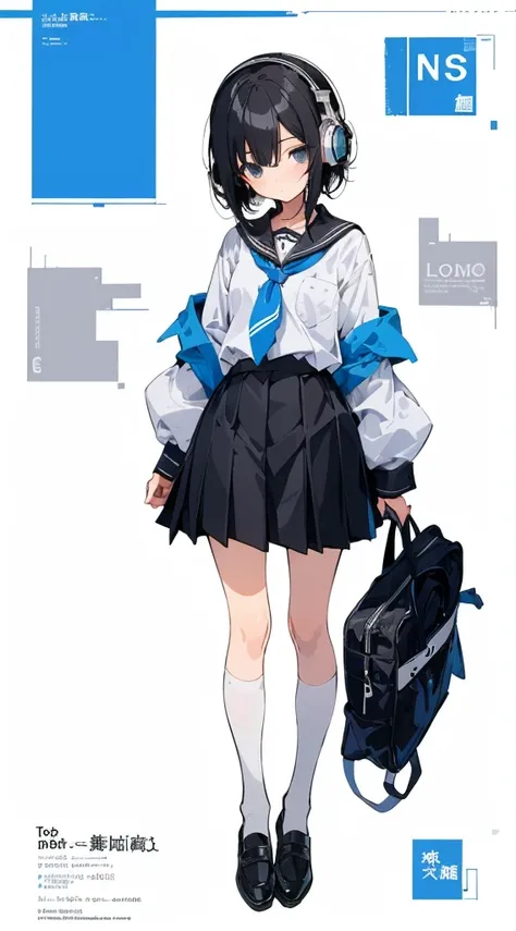 (Top quality illustrations:1.2)、(Cute little girl s:1.0)、(女の子1人:1.0)、(Short black hair:1.0)、(School Uniforms:1.0)、(full body Esbian:1.0)、(ultra-detailliert) 、17 age、Wearing headphones、Jumping