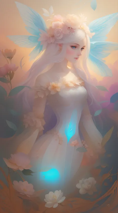 ((gorgeous princess)), (with long flowing white hair), (bright and beautiful eyes), (side profile), trend on art station, flower of hope by Jean-Honor Fragonard, Peter mohrbacher, super Detailed, crazy detail, stunning, intricate, elite, art nouveau, ornat...