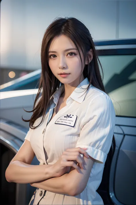 Best Quality,(Raw photo:1.2),(masutepiece:1.4),(Photorealistic:1.4),(hight resolution:1.4), 1girl in, depth of fields, Flight attendant, Intricately detailed,8K, Extremely detailed, Perfect Lighting, Epic background