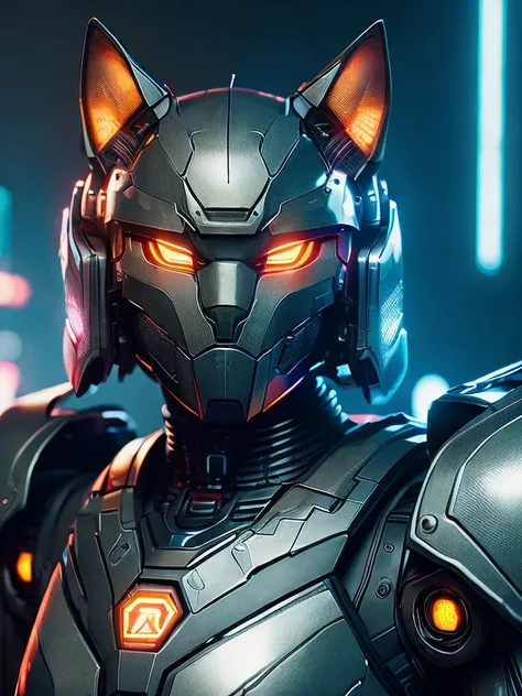 A cute cat as the doomslayer, realistic scifi cyberpunk power armor robot, closeup portrait cinematic, 8k, hdr, ((intricate details, hyperdetailed)), (backlit:1.3), (cinematic:1.3), (ArtStation:1.3)