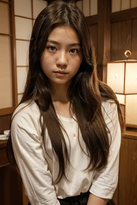 (1 girls 17 years old, long hair, japanese, Eyes are brown,