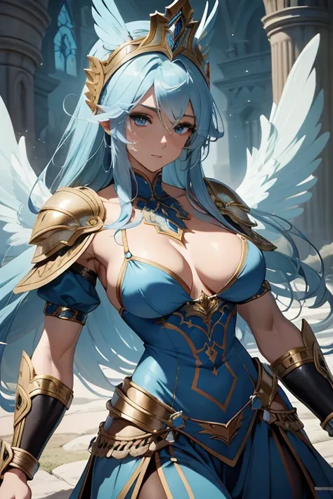 a close up of a woman in a blue dress with a feathered headpiece, detailed fantasy art, epic exquisite character art, 2. 5 d cgi anime fantasy artwork, stunning character art, 4k fantasy art, pale blue armor, highly detailed fantasy art, detailed fantasy d...