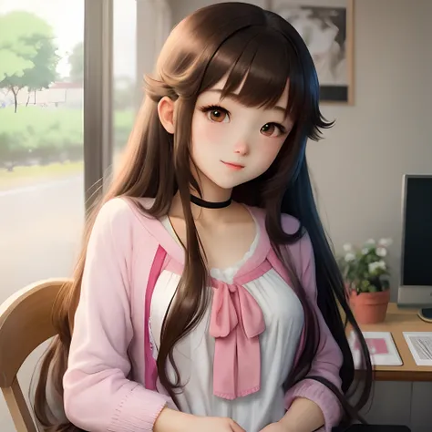 Cute anime girl with long hair