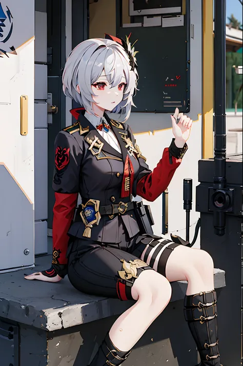 ((original character)) 1female, honkai impact, genshin impact, military gunner.