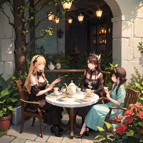 Cute Girls ,takeout  ,afternoon tea , Garden Party Full of Light ,afternoon tea , sweets , cafes , black tea