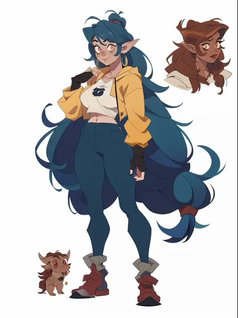 Character concept, adopt, fullbody, girl, demoness, long hair, casual