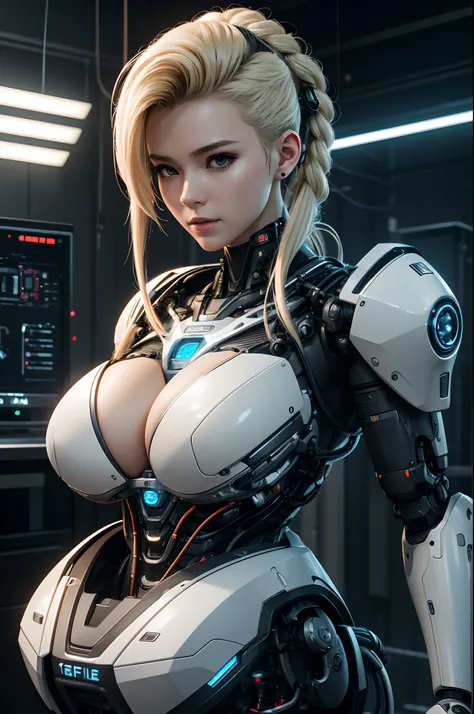 Intelligent Bionic Robot、femele、Cyborg Robot Parts、cable electric wires、microchips、bright studio、hyperphotorealism、high-detail、intricate detailes、softlighting、Rim Lights、rendering by octane、Unreal Engine 5 Renders、Mechanical Public Enemy Style、8K、top-quali...