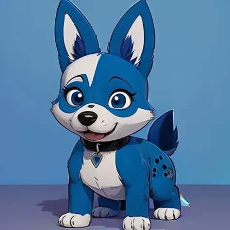 A blue cartoon Heeler breed dog, Azulzinho, Caractere mesclado, Fursona!!!!, animation character, estilo cartoon network, Fursona