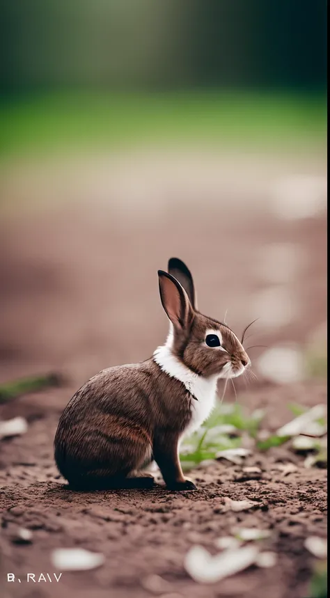 bunny, blur, bunny, flower, nature, no_humans, depth of field, to8contrast style, DARK_Glam, wearing DRK_Glam, deep shadows, (dark: 1.4), (8k, RAW photo, best quality, masterpiece: 1.2)