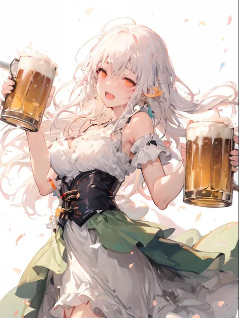 anime girl with beer mug in hand, guweiz on pixiv artstation, guweiz on artstation pixiv, guweiz, expressing joy. by krenz cusha...