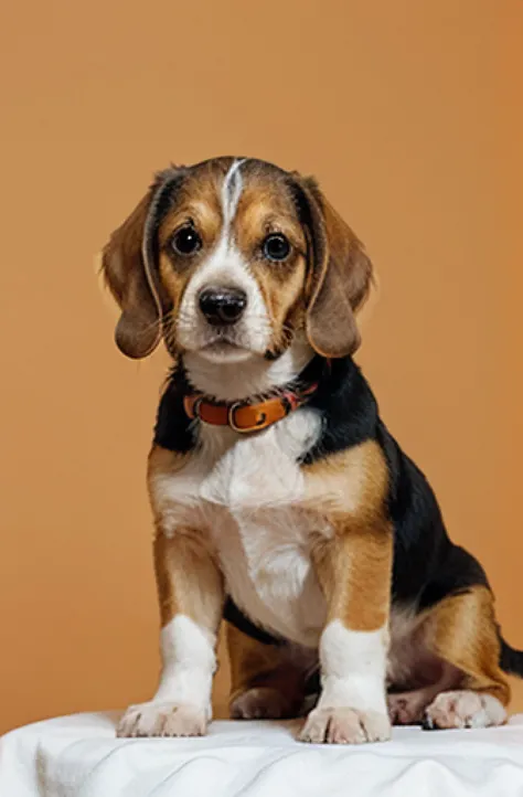 Beagle Dog with an orange background