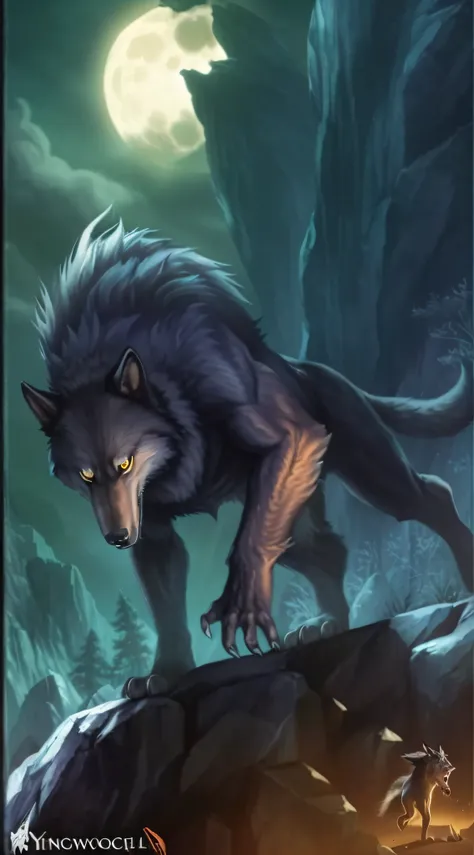 a picture of a werewolf is walking on a rock in front of a full moon, werewolf?, werewolf”, werewolf, fenrir, a minotaur wolf, demon-fang gnoll, muscular werewolf, by Ignacio Zuloaga, legend of the cryptids, by Yang J, great wolf, an anthropomorphic wolf, ...