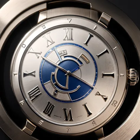 draw me a wristwatch with the logo of Fc Real Madrid on the dial. The watch is made of shiny metal