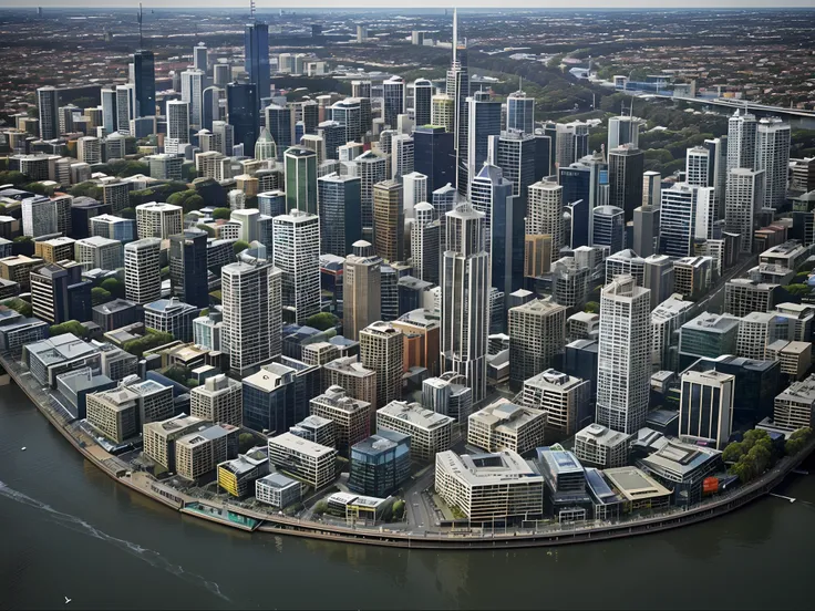 Melbourne, Australia: The Eureka Tower and a variety of modern and historic architecture overlooks the Yarra River.