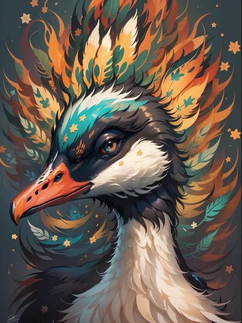 a goose with Marvel colors and patterns,heroic eyes,fluffy feathers,[comic style] @[MCU-themed] background, [heroic stance], bright and vibrant colors, [dynamic pose],sleek and shiny feathers, [powerful gaze], [detailed feathers and patterns], [high contra...