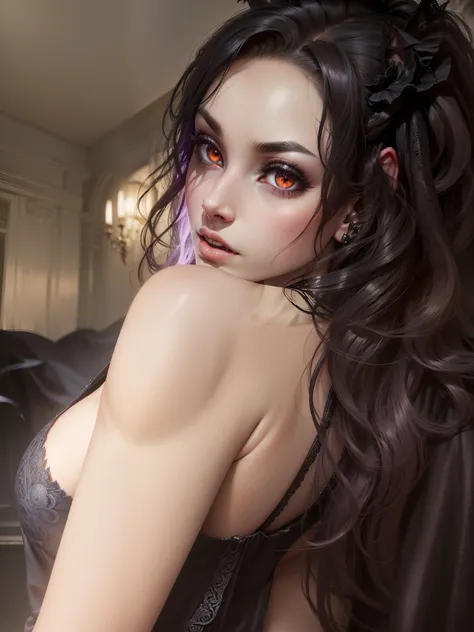 (highres:1.2),(realistic:1.37),devil girl,pet wolf,dark fantasy,enchanted forest,magic powers,glowing eyes,demonic features,black cloak,ominous atmosphere,moonlit night,sharp fangs,pale skin,ominous shadows,detailed facial expressions,dark tendrils,nightma...