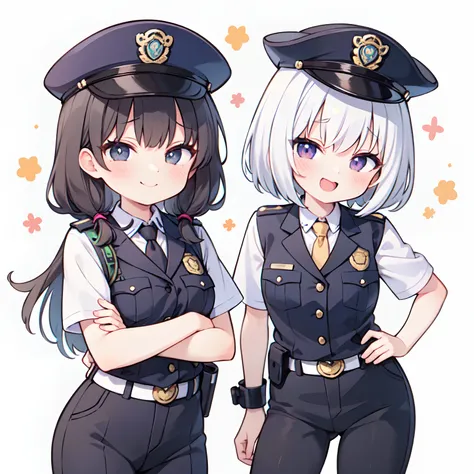 (best quality:1.2),(masutepiece:1.2),  multipel girls,hightquality、hight resolution、high quality、2girls。policewoman。female cop。l...