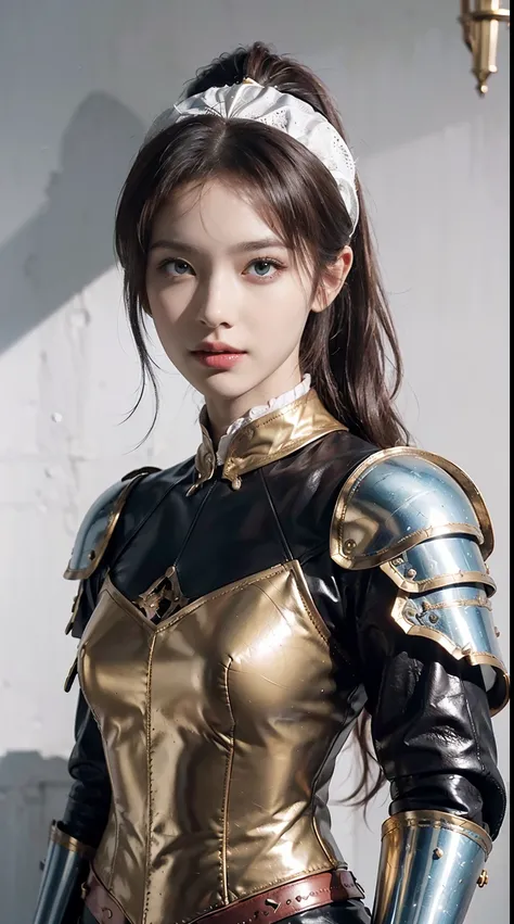 (8K, RAW photo, Best quality, Masterpiece:1.2), (Realistic, photo-realistic:1.4), (Extremely detailed Cg Unity 8K wallpaper), full bodyesbian (rogue:1.1) Women wear gold (Leather armor:1.3), Stitch worn armor, (insanely details:1.5), Gold and (White:1.5), ...