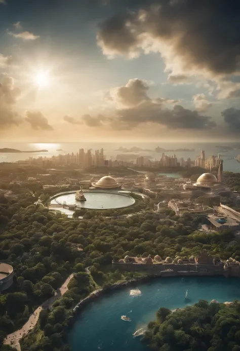 Atlantis、prosperity、Many people、Big city、A big city on the sea、Urban islands々々々々、civilization、Super Science City、Advanced、Ring-shaped continents、A large city spread out in concentric circles