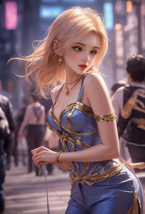 a beautiful princess in a blue and gold corset and suit, majestic look, extremely detailed artgerm, artgerm. high detail, artger...