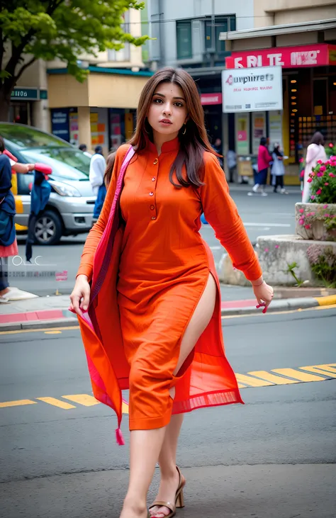 woman walking down the street in a dress and shoes, with lovely look, candid picture, desi, wearing a kurta, stylish pose, beautiful woman, handsome girl, new song, dressed with long fluent clothes, candid photo, beautiful look, pretty face!!, inspired by ...