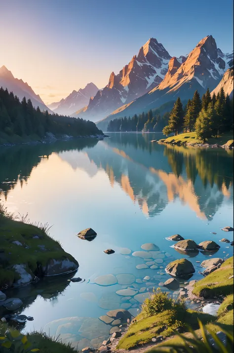 mountains,stream,masterpiece,(best quality,8K:1.2),high-res,ultra-detailed,epic,scenic beauty,serene colors,impressive landscapes,vibrant nature,highest level of detail,naturalistic lighting,immersive experience,realistic textures,crisp clarity,exquisite c...