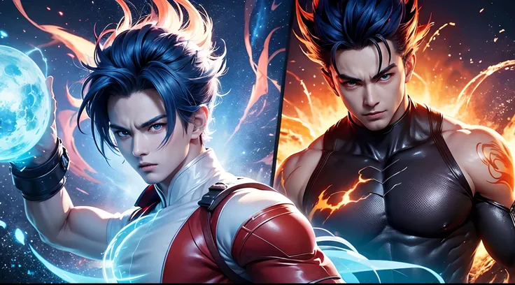 Get ready for a visual feast with Gohan having a handsome face and piercing red eyes, glowing blue hair and tattoo, well-proportioned character portraits and landscapes, and a perfect body. In his transformed state, he radiates extreme instinct and power, ...