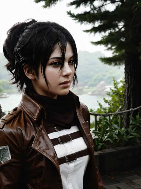 Mikasa Ackerman, sexy post, cute, breathe hard, wet, (masterpiece), (8k quality)