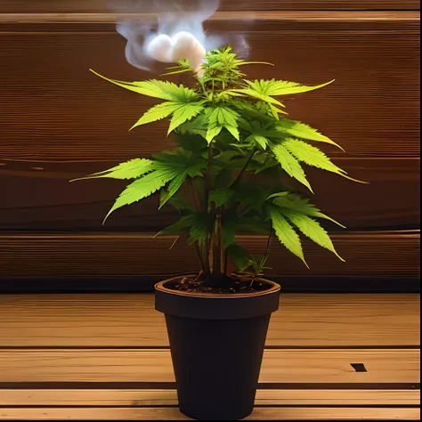 Weed plant smoking a blunt