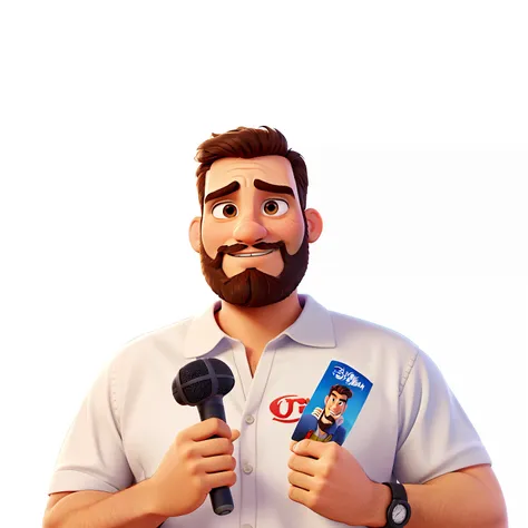 A high-quality Disney Pixar-style poster, melhor qualidade.A man in his office with a beard